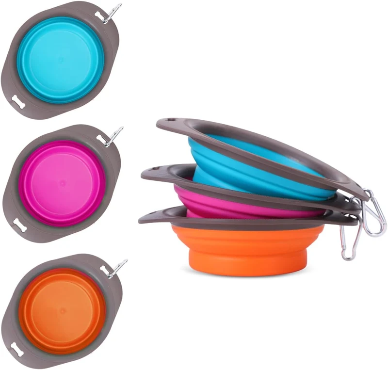 nobleza 3er Set faltbare Futternäpfe in 3 Farben, ideal für unterwegs