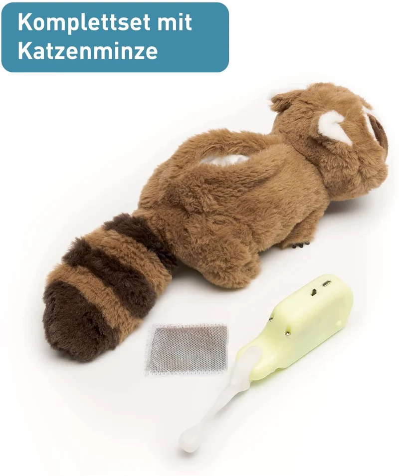 PetTec interaktives Plüschtier für Katzen - Waschbär