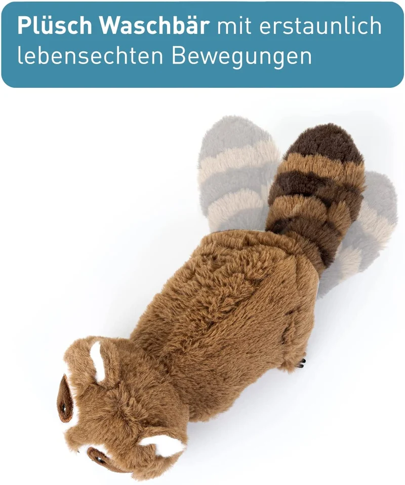 PetTec interaktives Plüschtier für Katzen - Waschbär