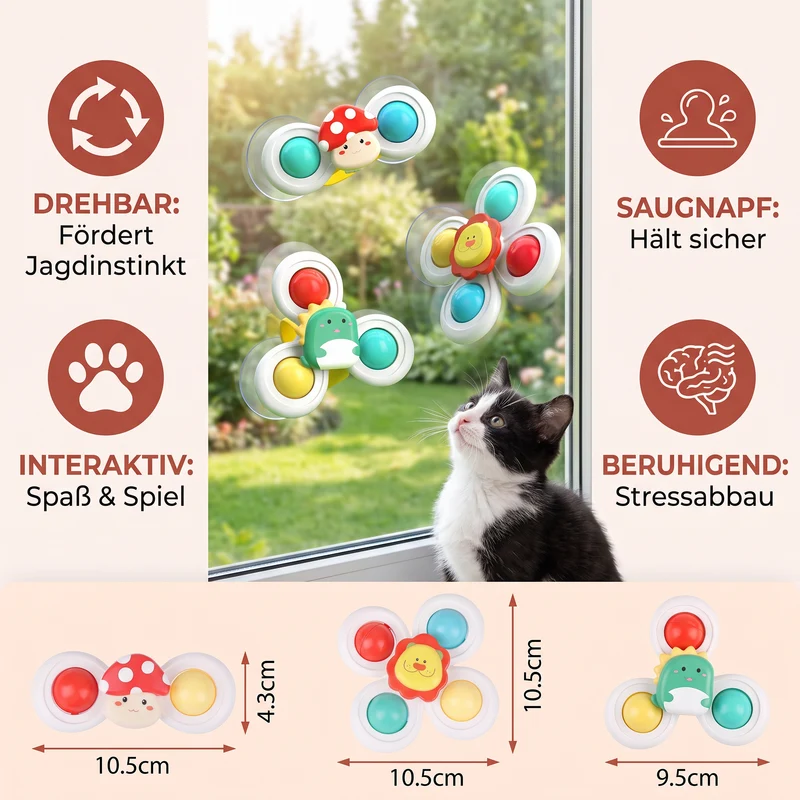 Interaktive, sich drehende Katzenspielzeuge – 3er-Set