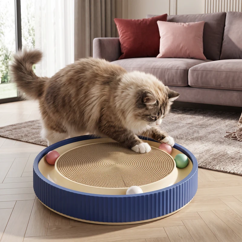 Interaktives Kratzbrett für Katzen mit Rollenden Bällen und Entspannungsbereich