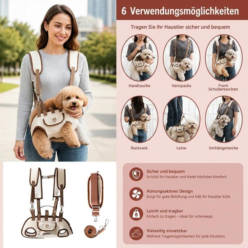 Verstellbare Haustier Schultertasche für Kleine Hunde und Katzen