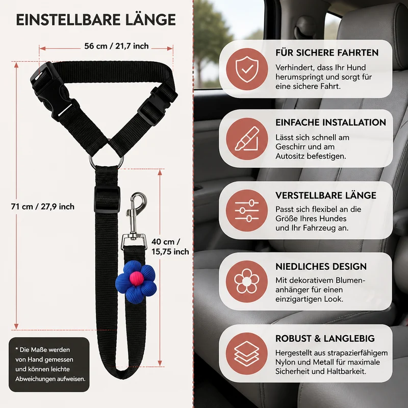 Verstellbarer Hunde Sicherheitsgurt für Sichere und Komfortable Autofahrten