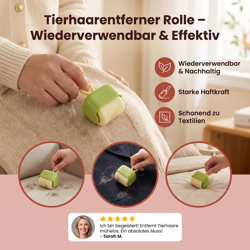 Tierhaarentferner Rolle mit Wiederverwendbarem Design für Einfache Stoffreinigung