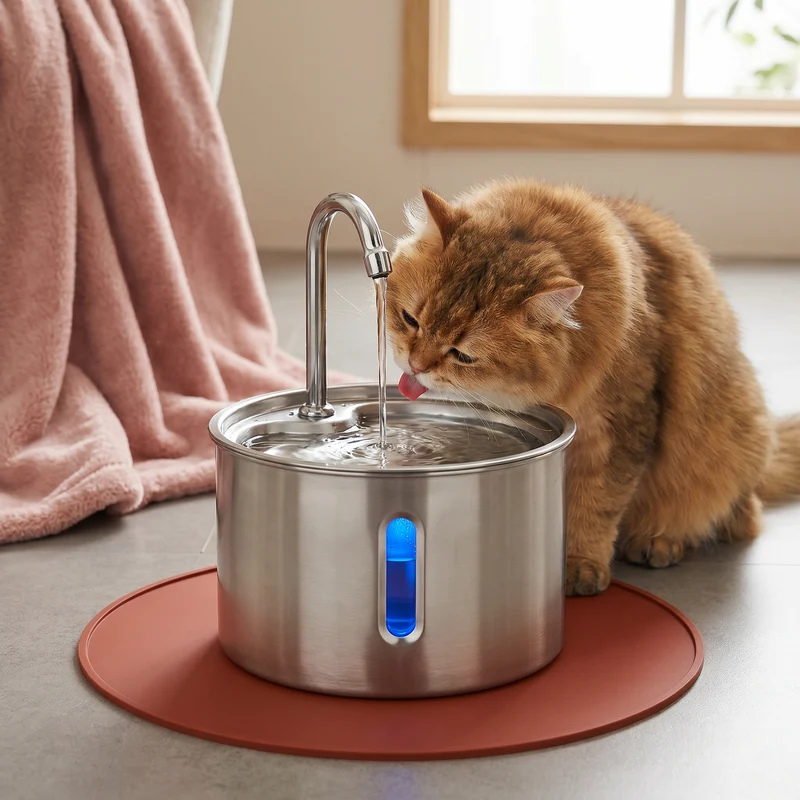 Intelligenter, antibakterieller Trinkbrunnen aus Edelstahl für Haustiere – 4 l, extrem leise, für eine bessere Flüssigkeitszufuhr und Gesundheit Ihres Haustieres