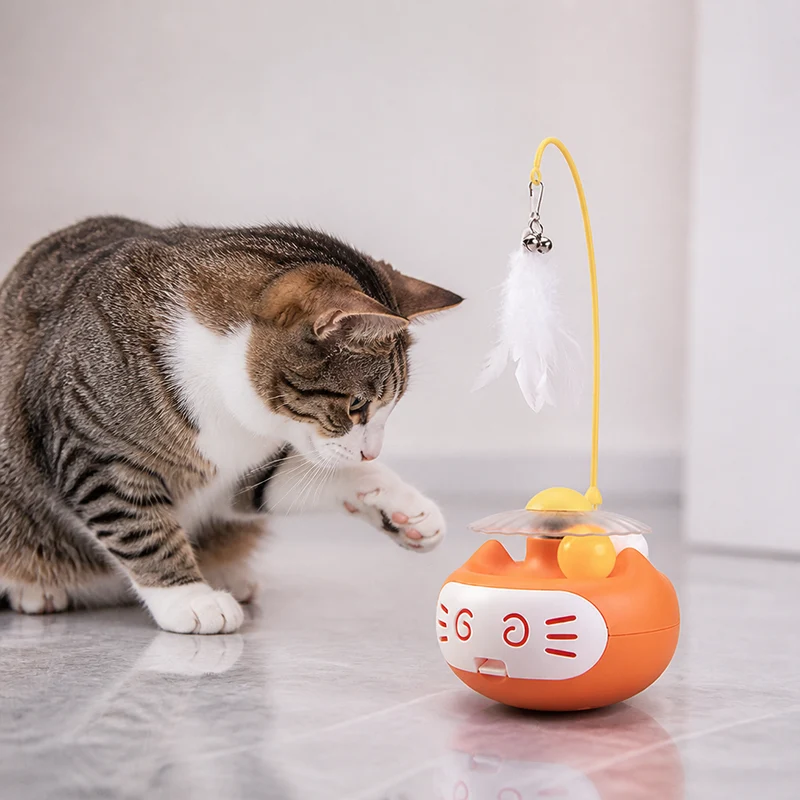 Interaktives 3-in-1-Katzenspielzeug mit Katzenminze, Federstab und Glöckchen