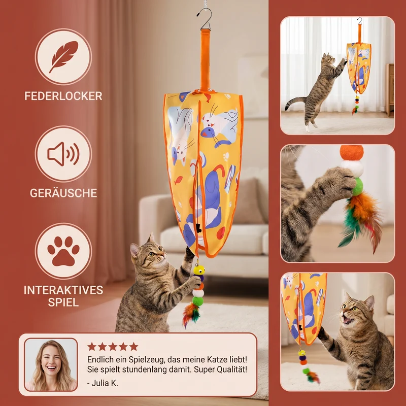 Automatisches hängendes Katzenspielzeug mit Federlockern und Geräuschen