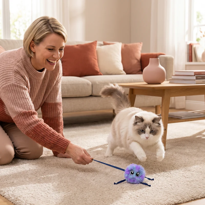 Niedliches interaktives Plüsch-Rollspielzeug für Katzen