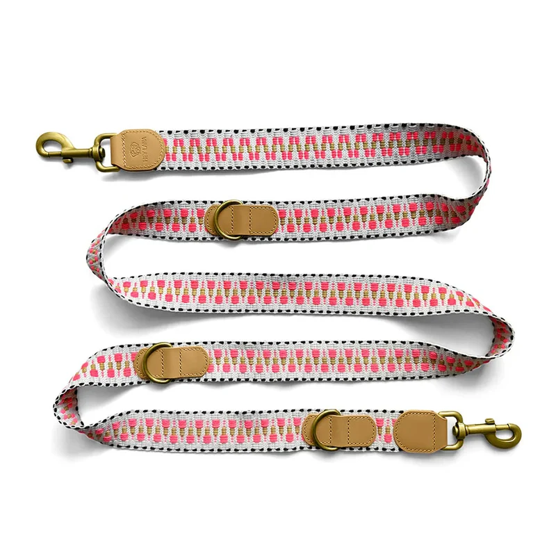 Hundeführleine, Pink/Beige