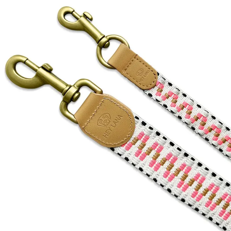 Hundeführleine, Pink/Beige