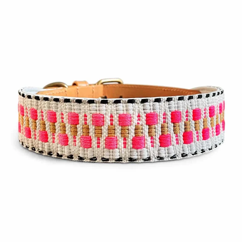 Hundehalsband, Pink/Beige