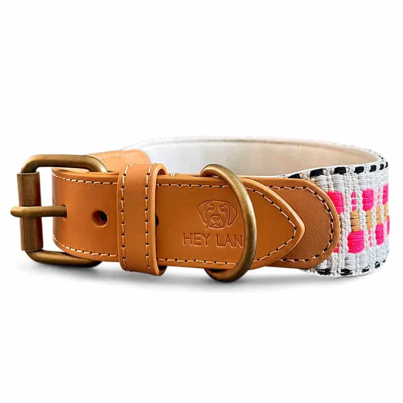 Hundehalsband, Pink/Beige