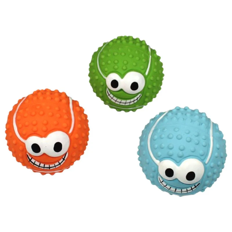 Nobby Latexball HAPPY BALL mit lustigem Gesicht - 7 cm Hundespielzeug Gummiball