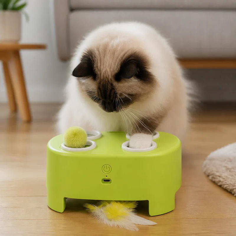 Automatisches Spielzeug mit flatternden Federn für Katzen