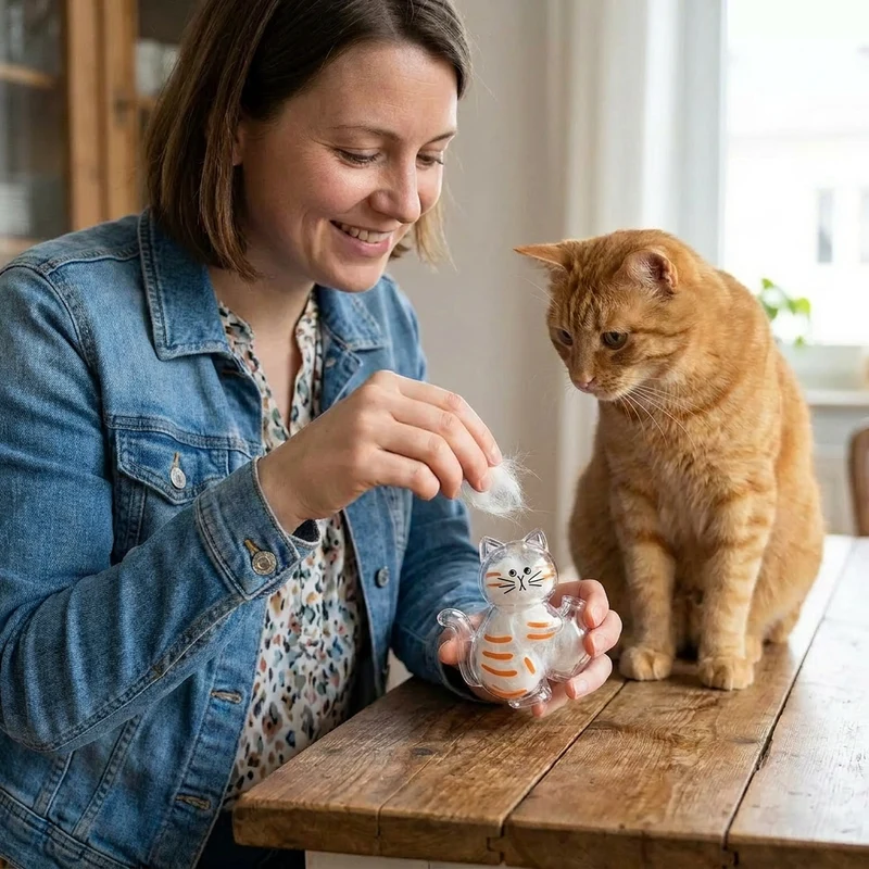 Katzenmagnet als Andenken an die Schnurrhaare – Erinnerung an Fell und Schnurrhaare