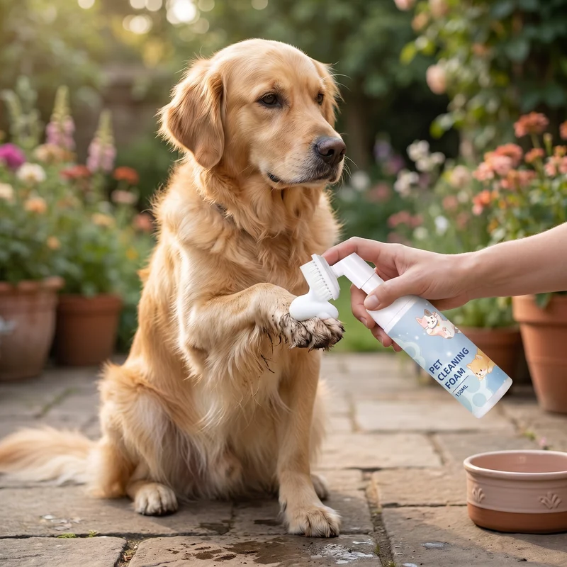 Wasserloser & Sanfter Pfoten Reinigungsschaum mit Bürste für Hunde