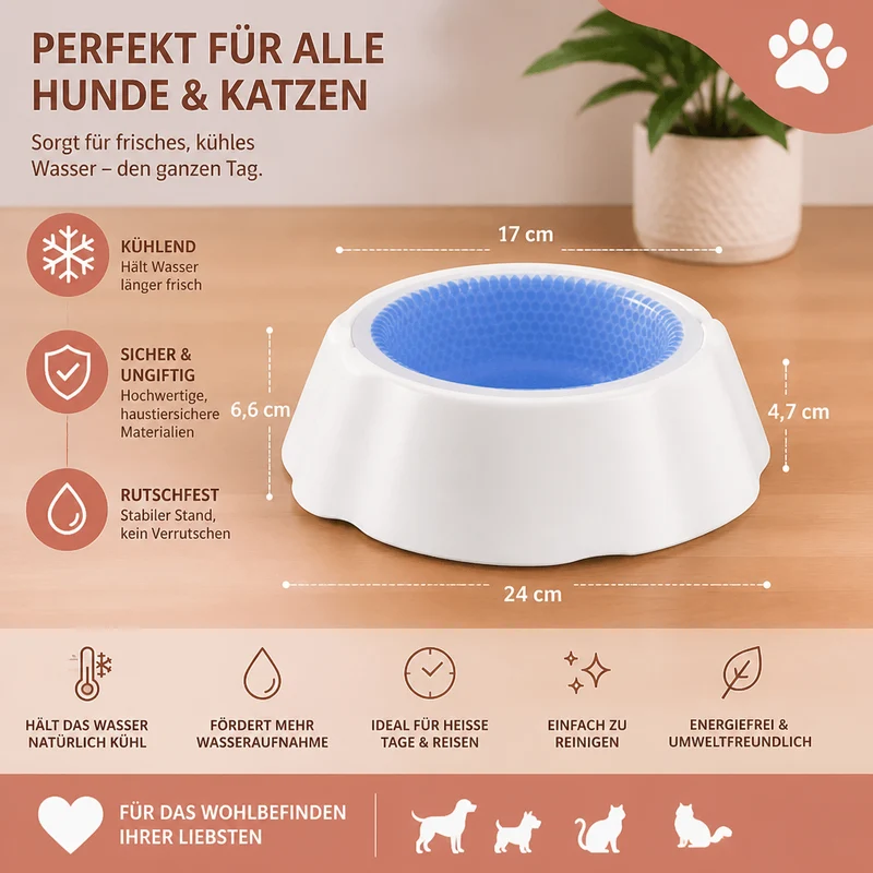 Kühlende Haustier Wasserschüssel für Hunde und Katzen