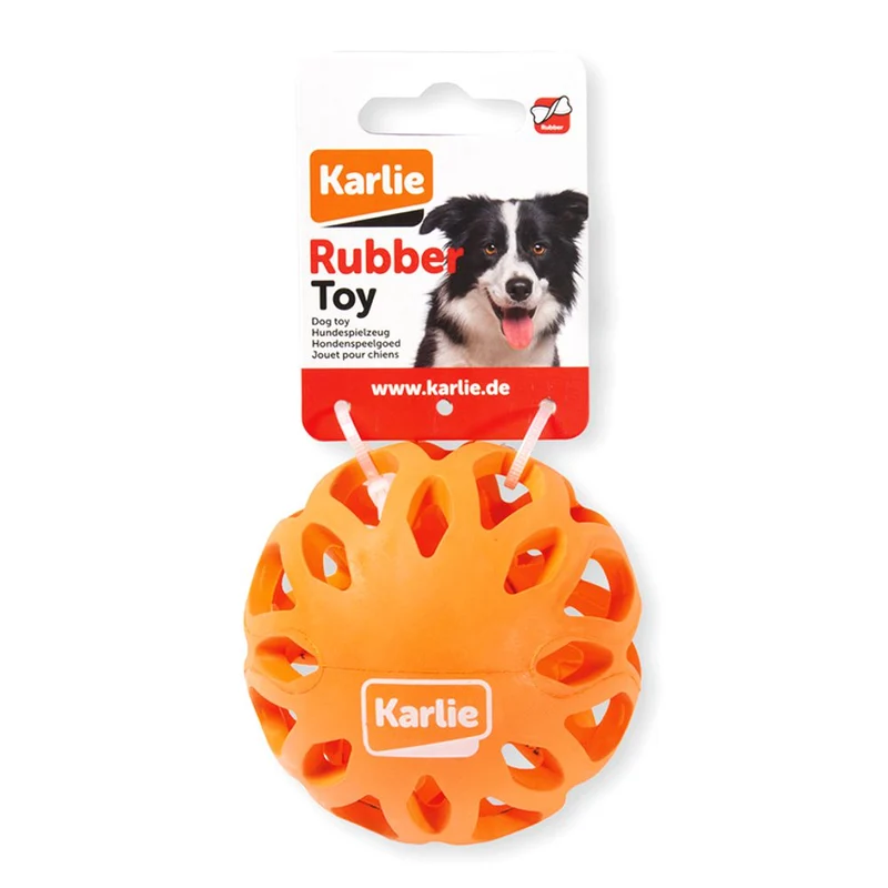 Karlie Vollgummi-Hundespielzeug Gitterball - Apportierspielzeug Ball Gummiball