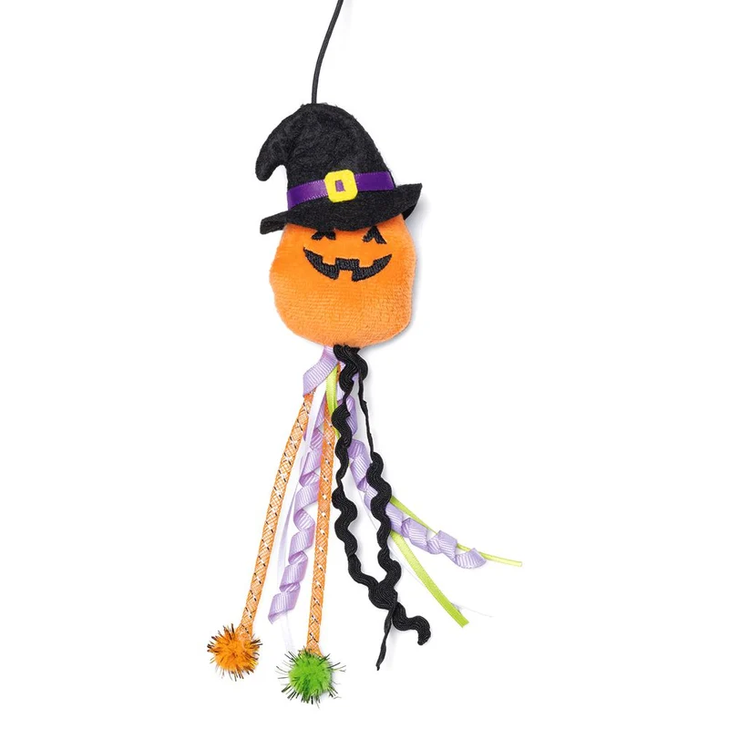 Beeztees HALLOWEEN Katzenangel Plüsch-Kürbis mit Hexenhut Spielangel für Katzen