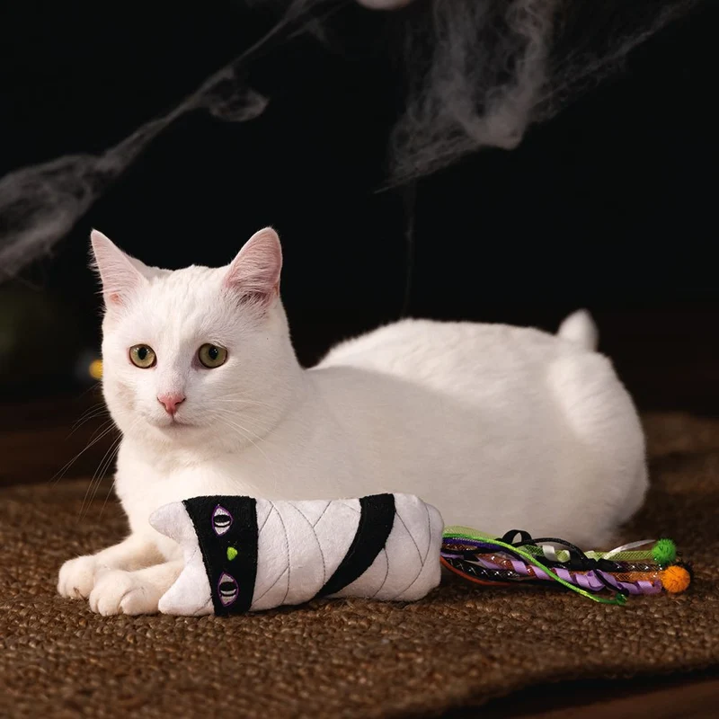 Beeztees HALLOWEEN Plüsch-Katzenspielzeug Mumie - mit Catnip - Katzenminze