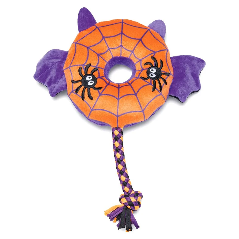 Beeztees HALLOWEEN Plüsch-Hundespielzeug Fledermaus - Kuscheltier Squeaker Seil