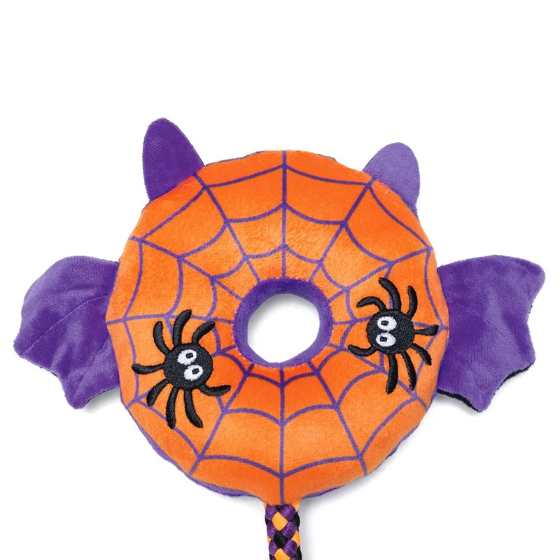 Beeztees HALLOWEEN Plüsch-Hundespielzeug Fledermaus - Kuscheltier Squeaker Seil