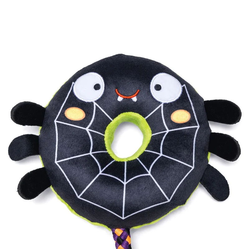 Beeztees HALLOWEEN Plüsch-Hundespielzeug Spinne - Kuscheltier Squeaker Seil