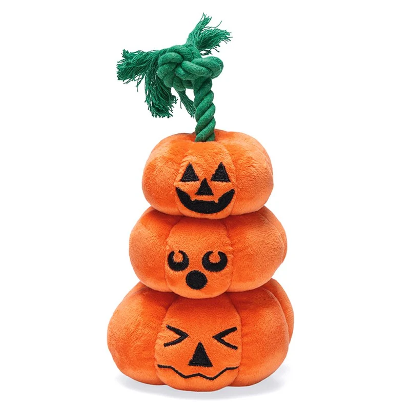 Beeztees HALLOWEEN Plüsch-Hundespielzeug Kürbis - Kuscheltier Squeaker Seil