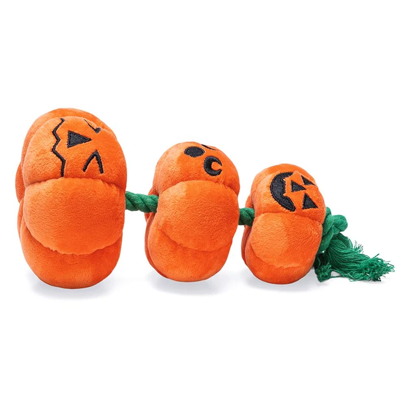Beeztees HALLOWEEN Plüsch-Hundespielzeug Kürbis - Kuscheltier Squeaker Seil
