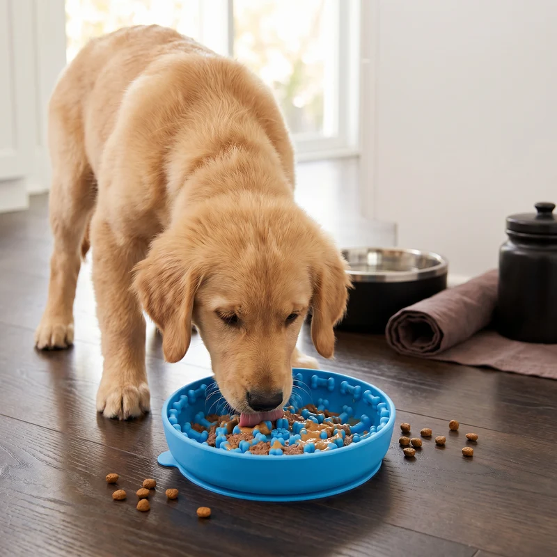 Anti-Schlingnapf für Hunde – Schleckmatte aus lebensmittelechtem Silikon mit Saugnäpfen