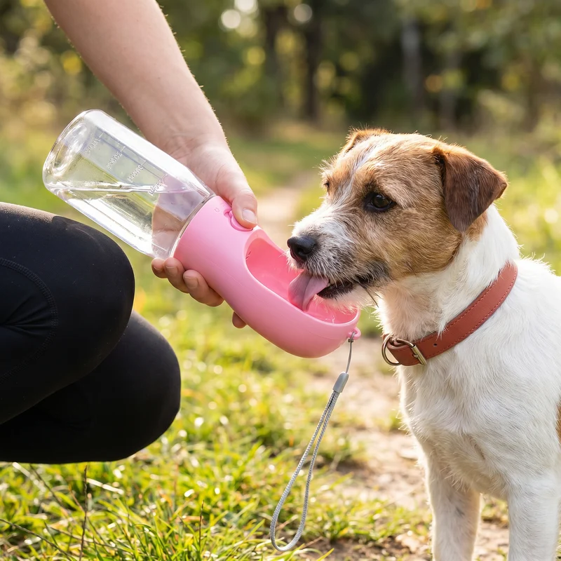 3 in 1 tragbare Hundeflasche mit Futterbehälter und Kotbeutelhalter