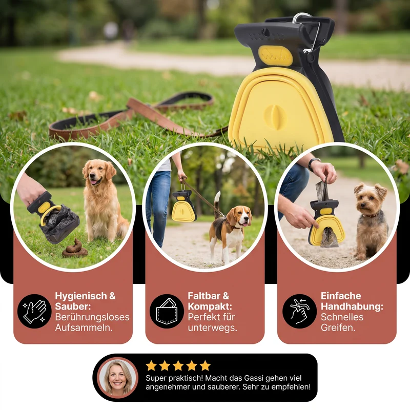 Tragbarer Hunde-Kotgreifer – Faltbar, hygienisch & perfekt für unterwegs