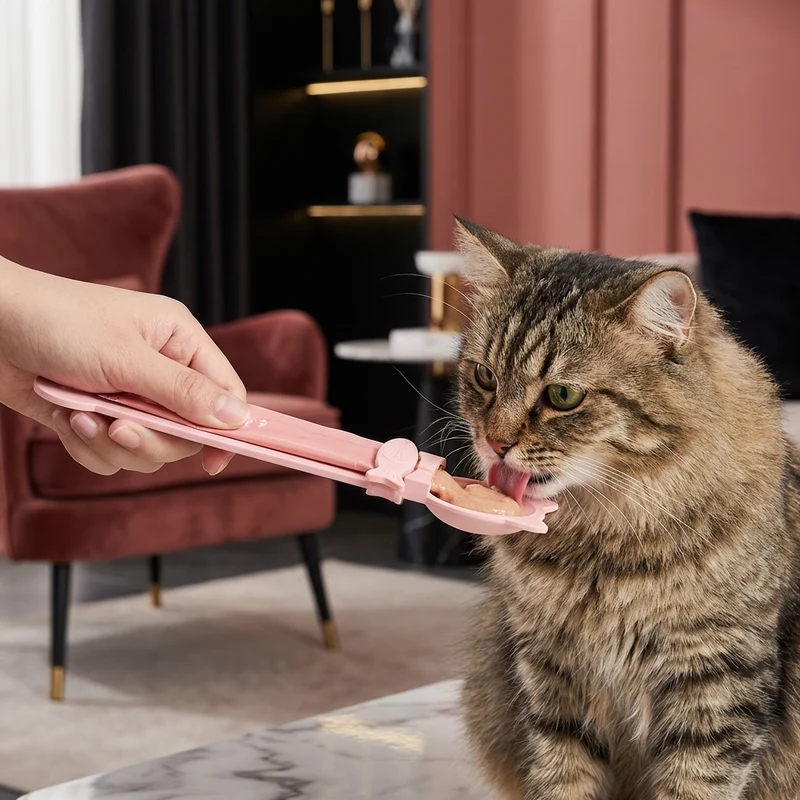 Leckerlöffel für Katzen – Nassfutter- & Snackspender mit langem Griff
