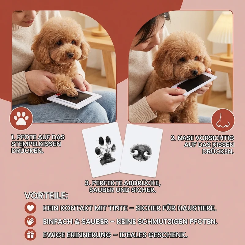 Haustier Pfoten- & Nasenabdruck-Set – DIY Erinnerungsset für Hunde