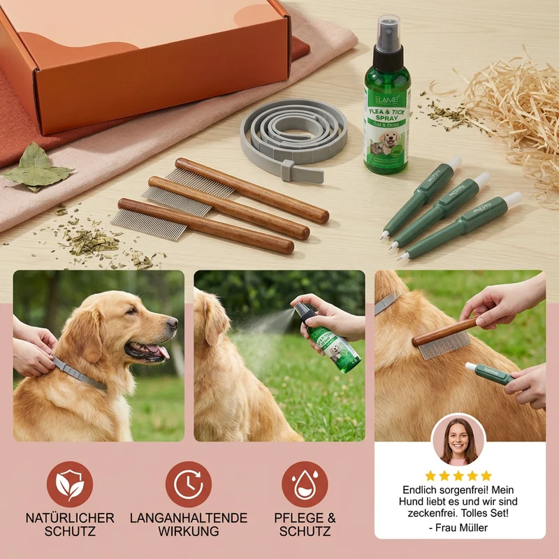 Natürliches Zeckenfrei Rundum-Schutz Set für Hunde – Das Sorglos-Paket