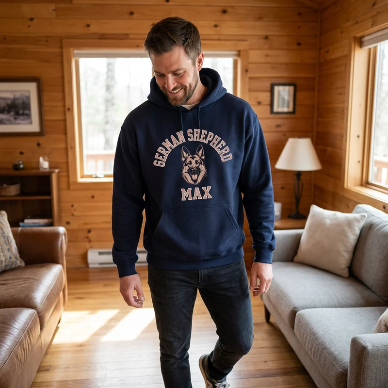 Personalisierter Hunde Hoodie – Haustiermotiv & Namensstickerei im College-Look
