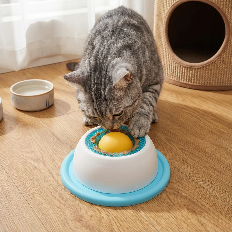 Interaktiver Leckspielzeug-Snackteller – Slow Feeder für Katzen