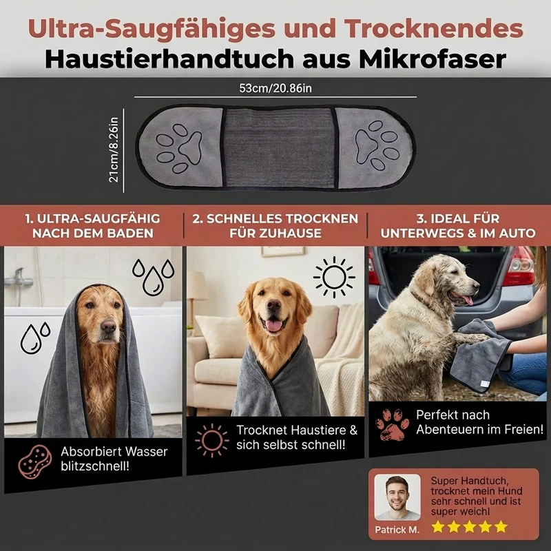 Ultra-Saugfähiges und Trocknendes Haustierhandtuch aus Mikrofaser