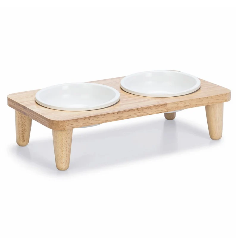Designed by Lotte - Dinnerset DJEHA für Katzen - Holz - mit 2 Keramik-Näpfen