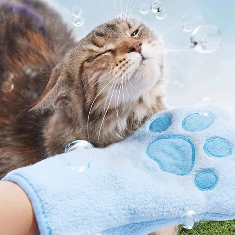 Tierpflege-Microfaserhandschuh – Trockenbadetuch & Fellreinigung für Katzen