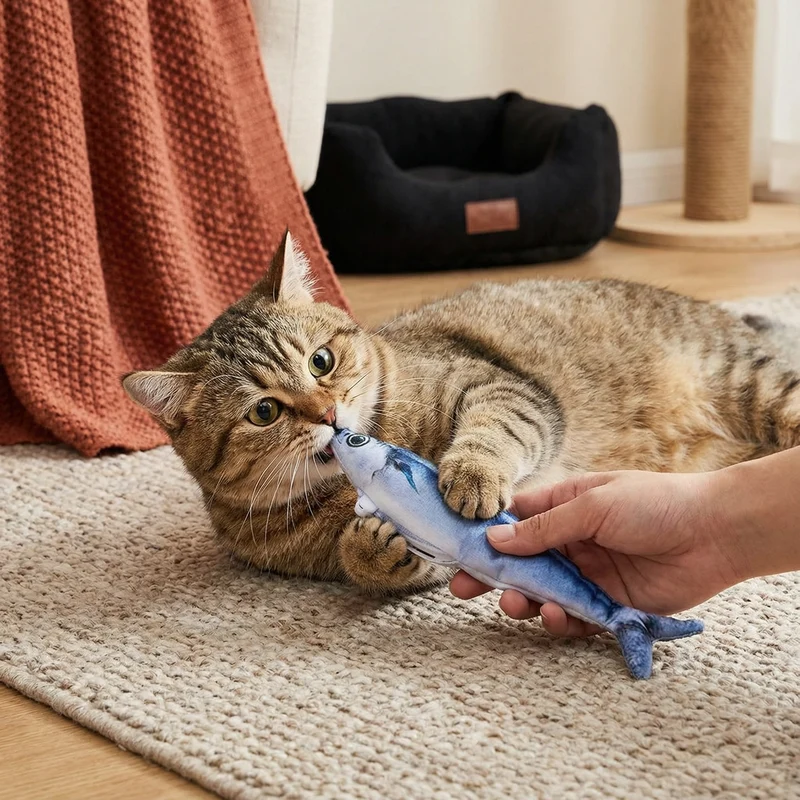 Interaktives Wackelndes Fisch Katzen Spielzeug
