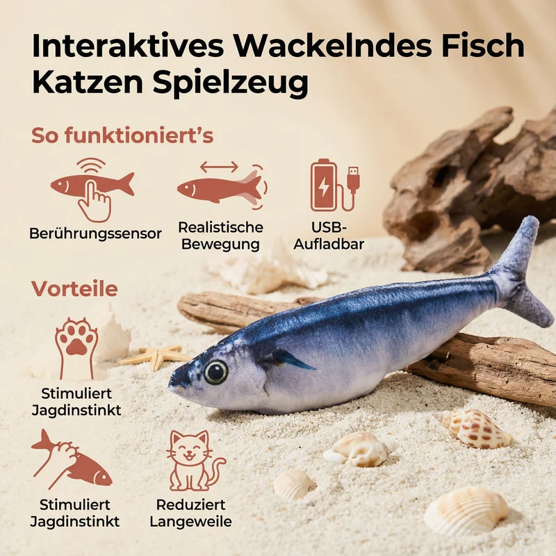 Interaktives Wackelndes Fisch Katzen Spielzeug