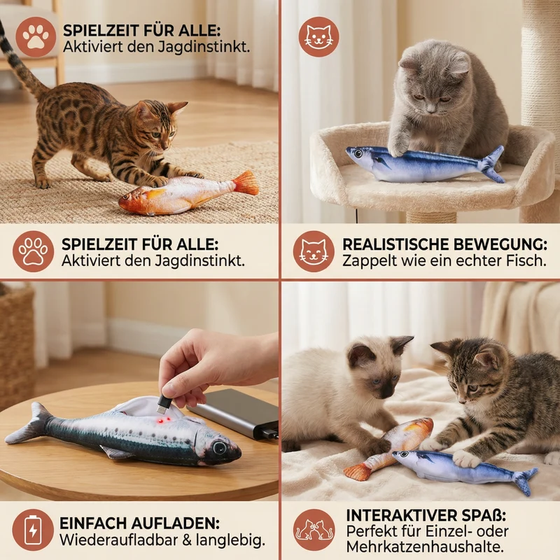 Interaktives Wackelndes Fisch Katzen Spielzeug