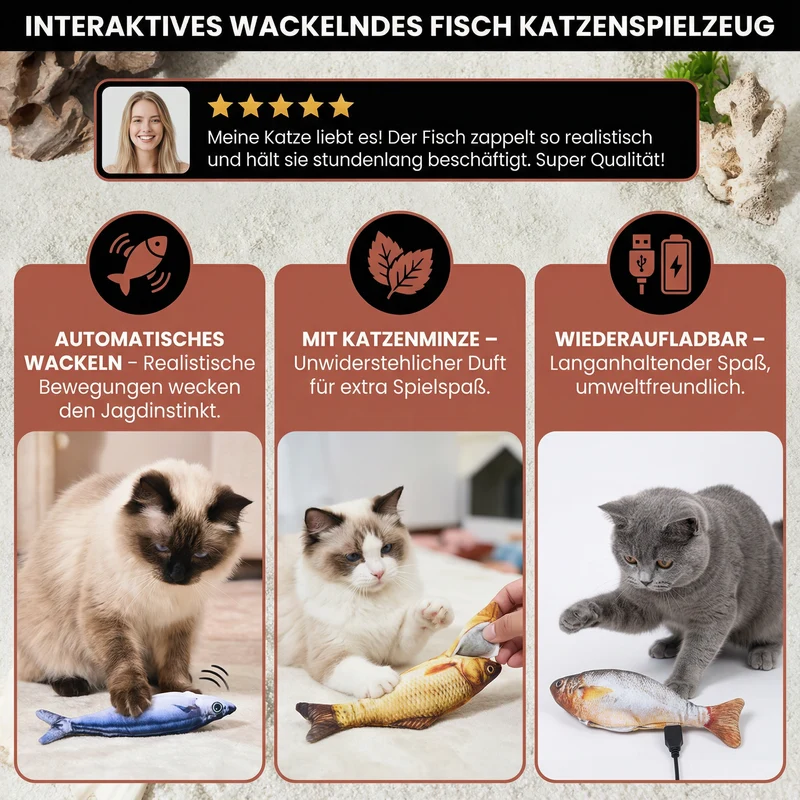 Interaktives Wackelndes Fisch Katzen Spielzeug