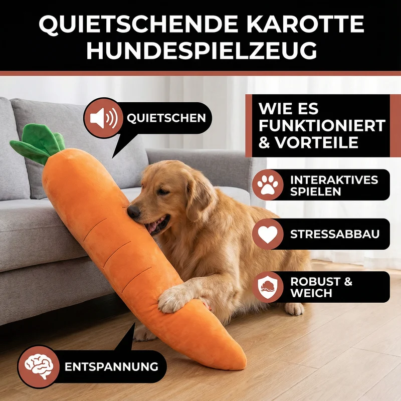 Quietschende Karotte Hundespielzeug zum Stressabbau und Spielen