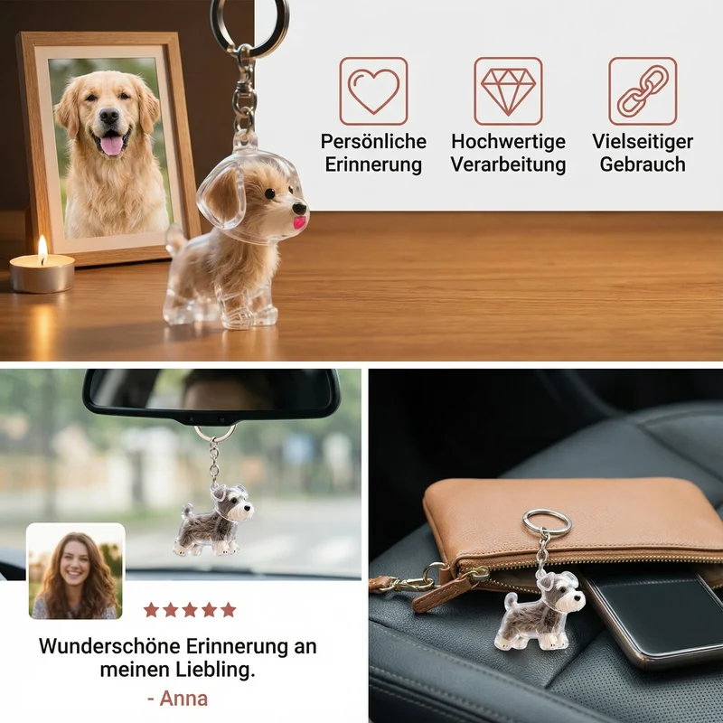 Gedenk Fell Anhänger in Hundeform