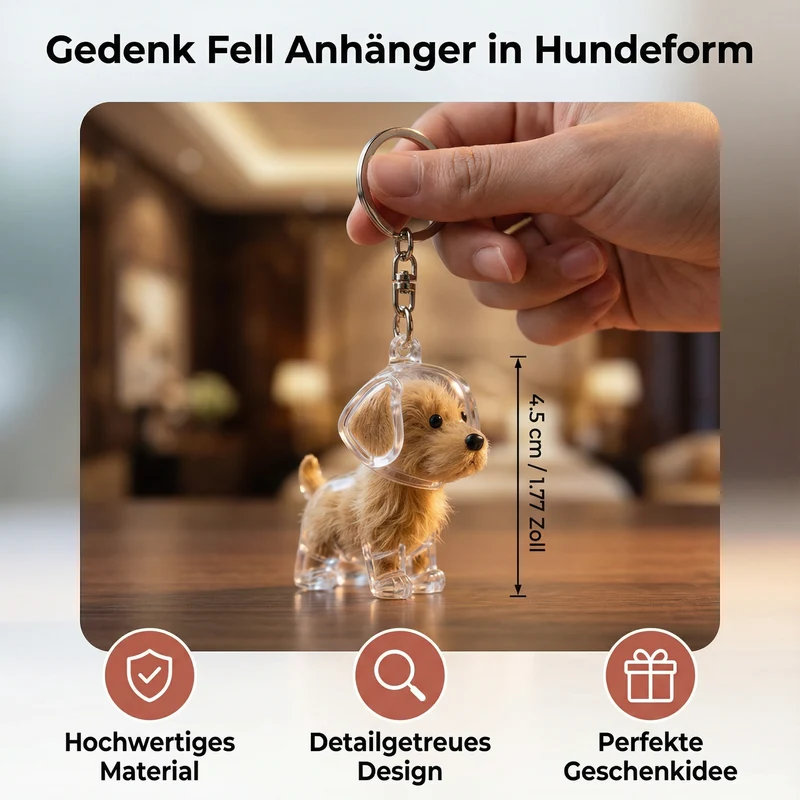 Gedenk Fell Anhänger in Hundeform