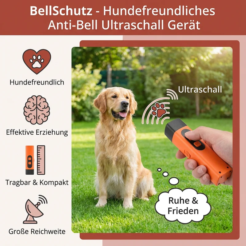 BellSchutz - Hundefreundliches Anti-Bell Ultraschall Gerät