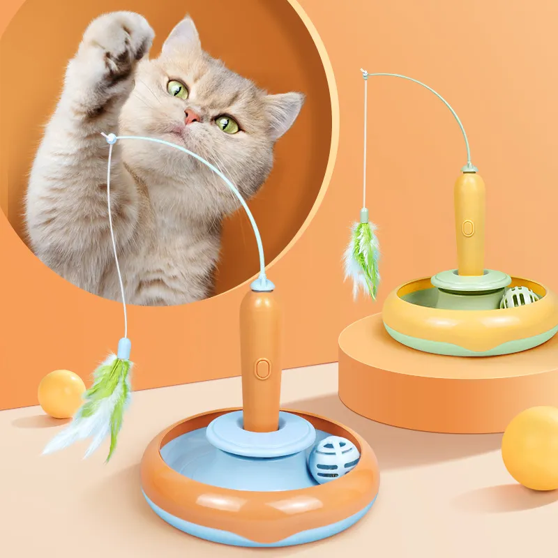 Interaktives Katzenspielzeug Mit Federn Und Ball – Elektronisches Spielzeug Für Katzen