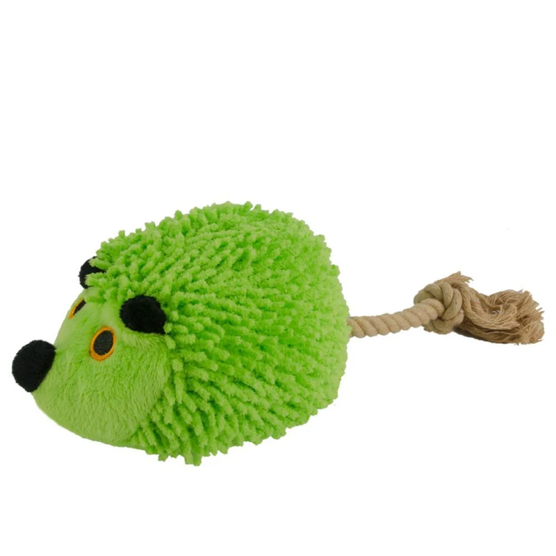 Fuzzle Hundespielzeug Igel - Kuscheltier Plüschtier mit Baumwollseil+Quietscher